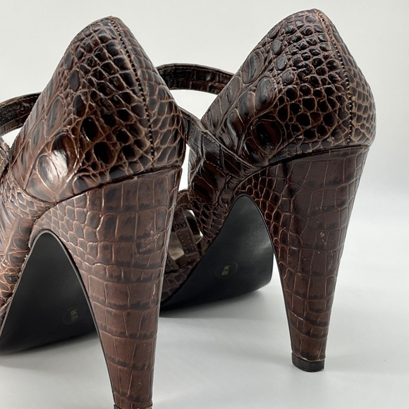 BCB GIRLS Brown Leather, Snake Print High Heels  6M - Picture 4 of 9